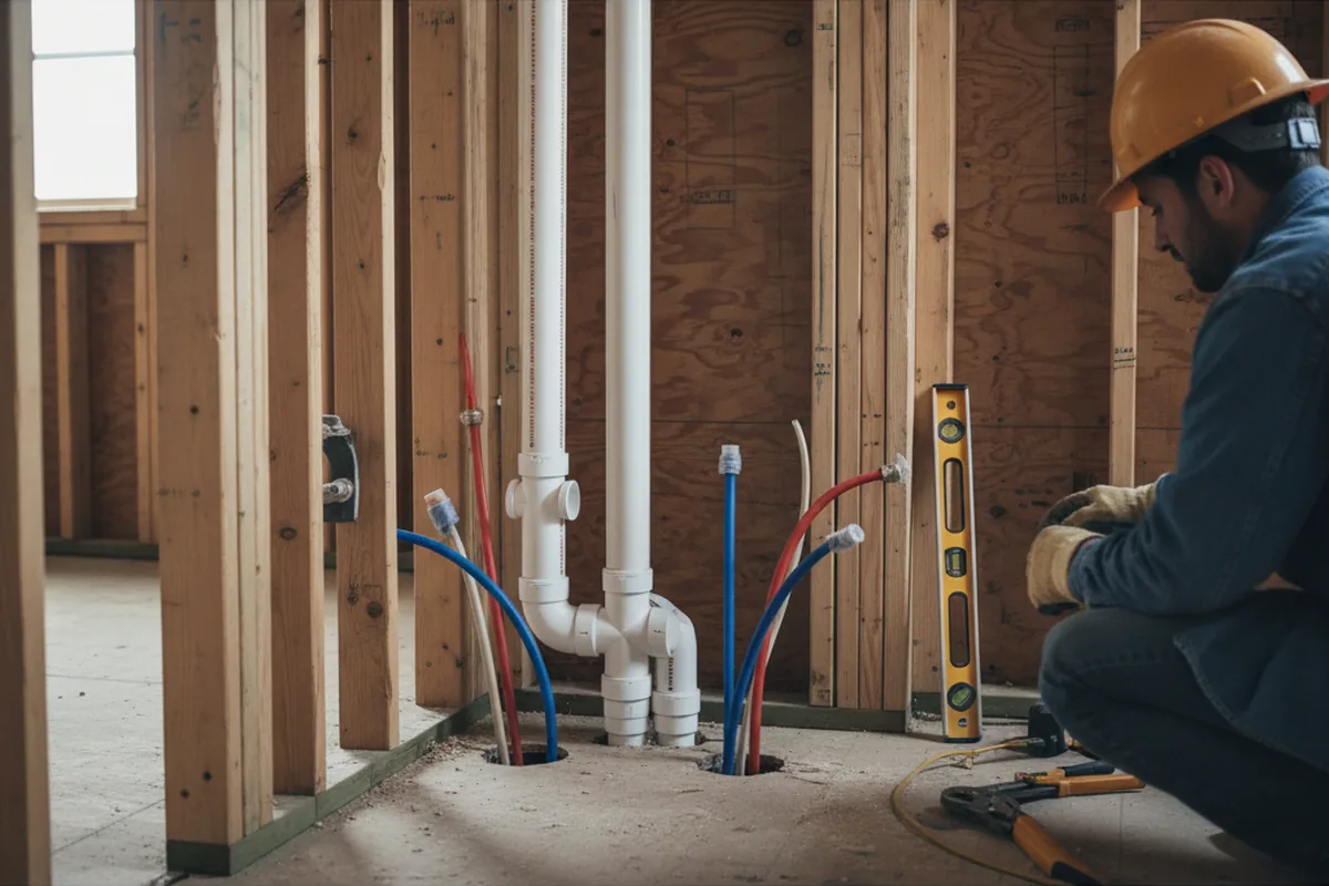 Drain and supply rough-in during Drain Cleaning in Coal Township