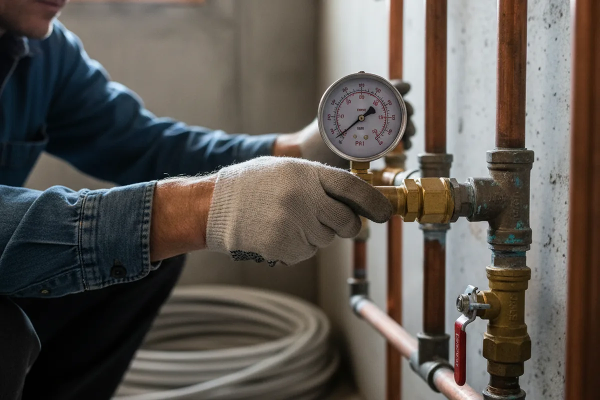 Pressure testing a repaired line during Water Line Repair in Coal Township